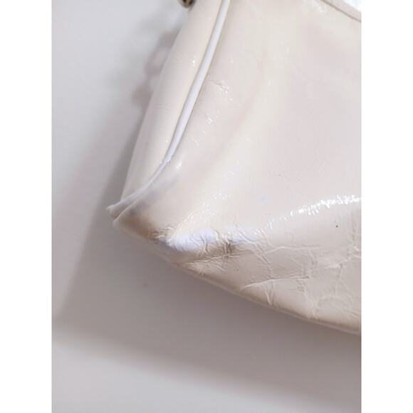 Longchamp Shoulder Crossbody Bag Ivory Patent Leather White Rabbit Fur Glam VNTG - Picture 12 of 16